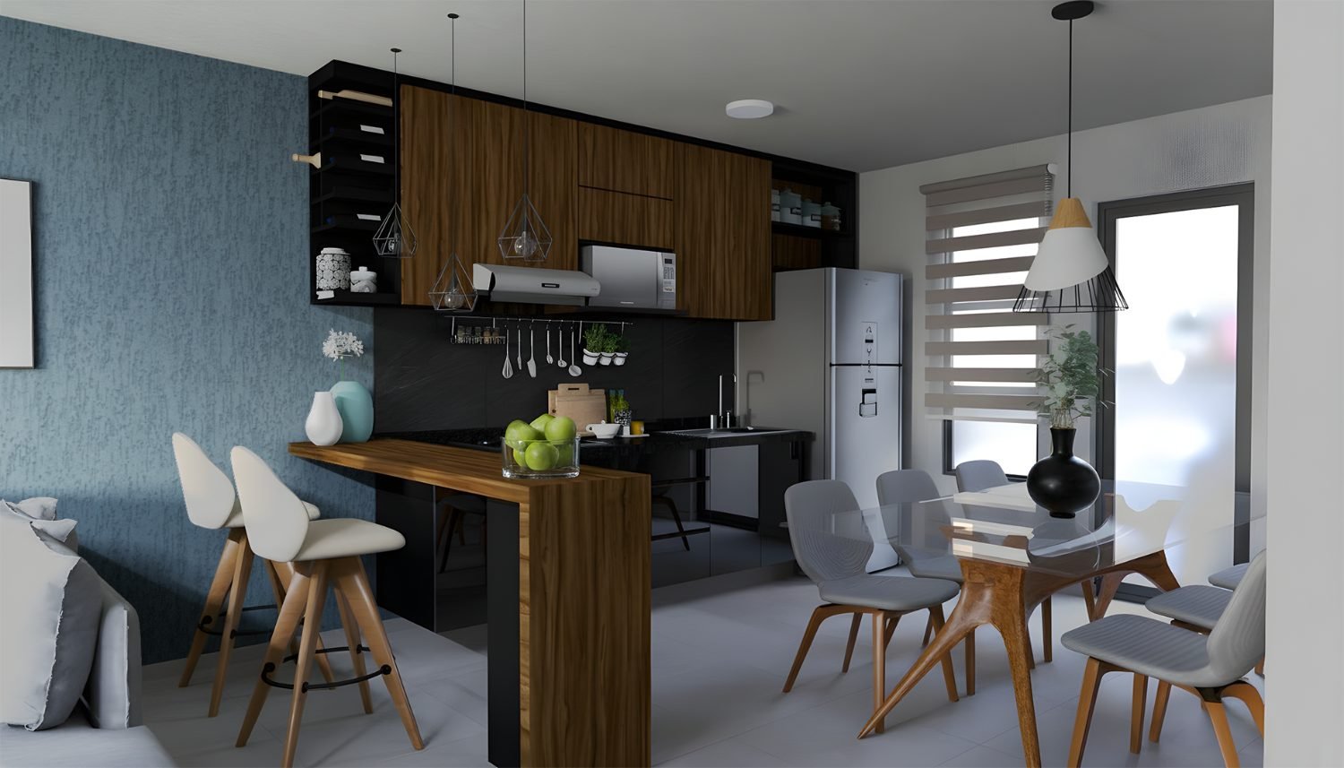 Cocina con barra